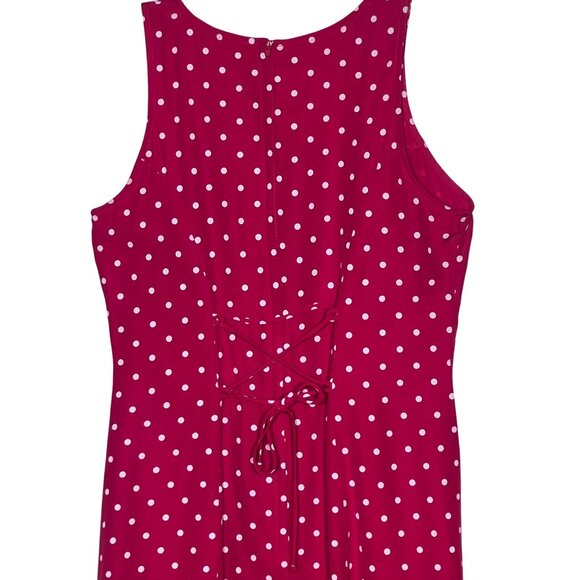 VTG My Michelle Size 7/8 Red Polka Dot Sleeveless Midi Dress Career Vacation Y2K - Picture 7 of 16